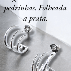 Coleção dia das Mães Argola três aros com pedrinhas. Folheada a prata
