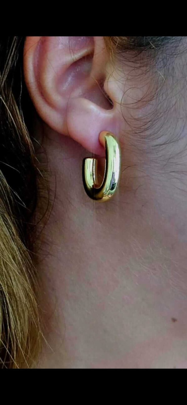 Coleção dia das Mães Argola tubolar larga oval, folheado a ouro18k
