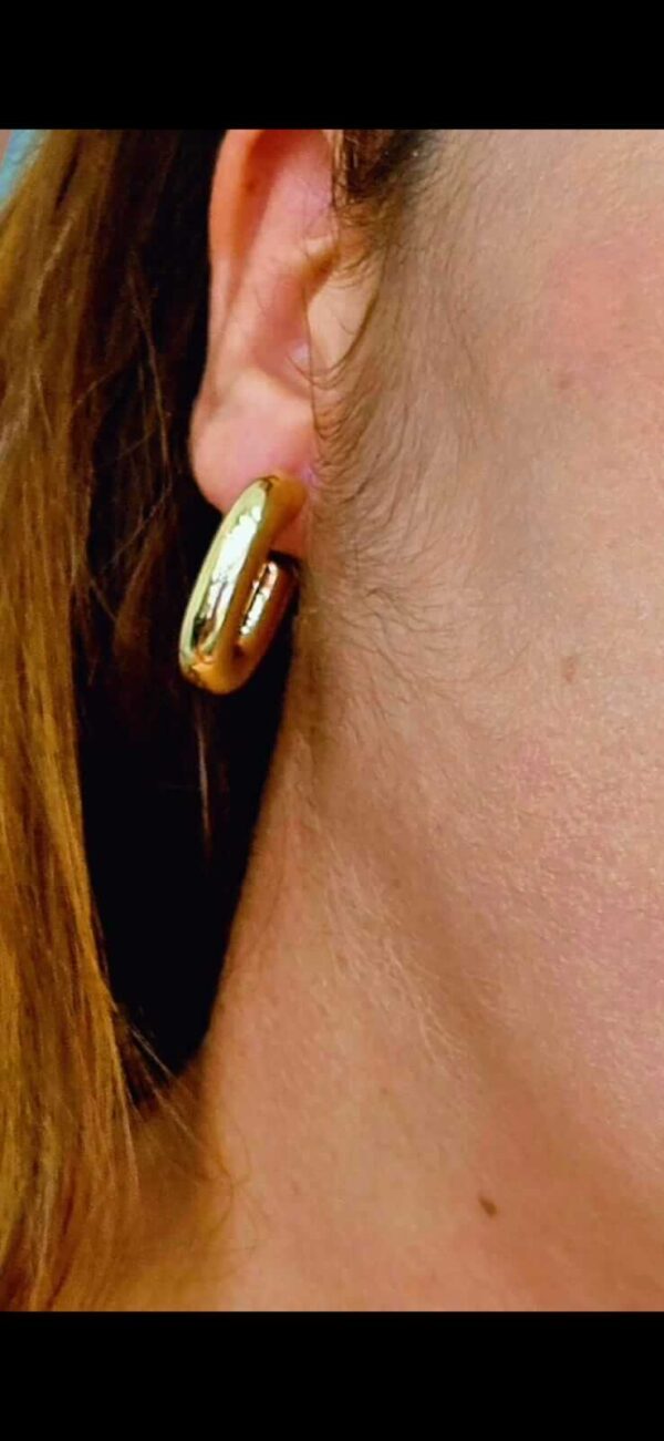 Coleção dia das Mães Argola tubolar larga oval, folheado a ouro18k