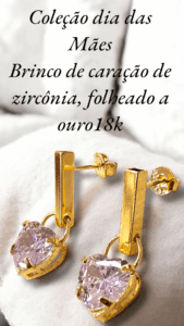 Coleção dia das Mães Brinco de caração de zircônia, folheado a ouro18k
