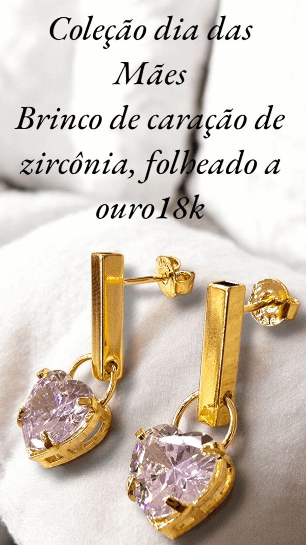 Coleção dia das Mães Brinco de caração de zircônia, folheado a ouro18k
