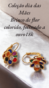 Coleção dia das Mães Brinco de flor colorido, folheado a ouro18k
