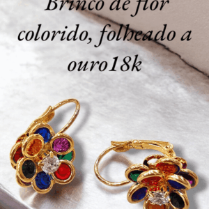 Coleção dia das Mães Brinco de flor colorido, folheado a ouro18k