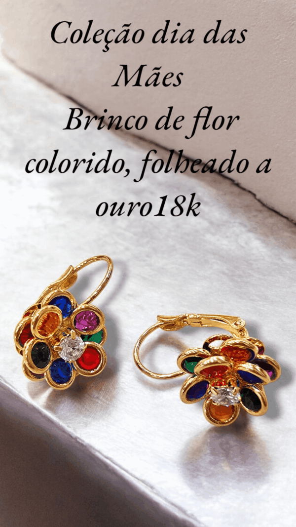Coleção dia das Mães Brinco de flor colorido, folheado a ouro18k
