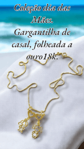 Coleção dia das Mães Gargantilha de casal, folheada a ouro18k.