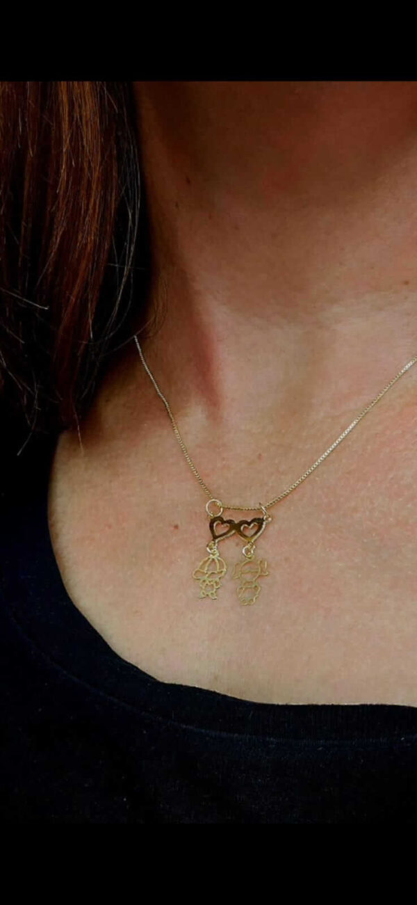 Coleção dia das Mães Gargantilha de casal, folheada a ouro18k.