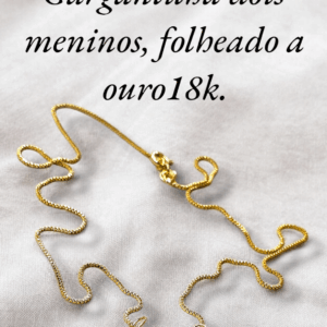 Coleção dia das Mães Gargantilha dois meninos, folheado a ouro18k.