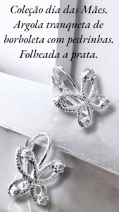 Coleção dia das Mães. Argola tranqueta de borboleta com pedrinhas. Folheado a prata.