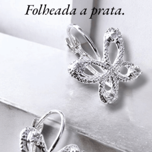 Coleção dia das Mães. Argola tranqueta de borboleta com pedrinhas. Folheado a prata.