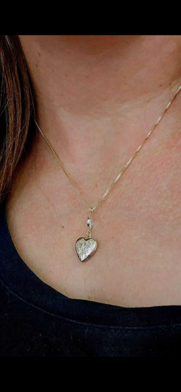 Gargantilha com pingente de coração, relicário. Folheado a ouro18k. - Image 3