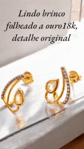 Lindo brinco folheado a ouro18k, detalhe original