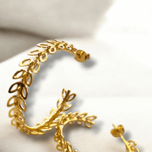 Argola de folhas folheada a ouro18k.G1