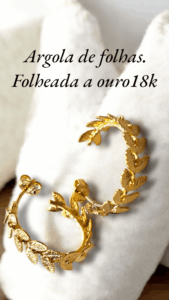 Argola de folhas. Folheada a ouro18k