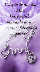 Gargantilha mandala de um menino, folheado a prata.